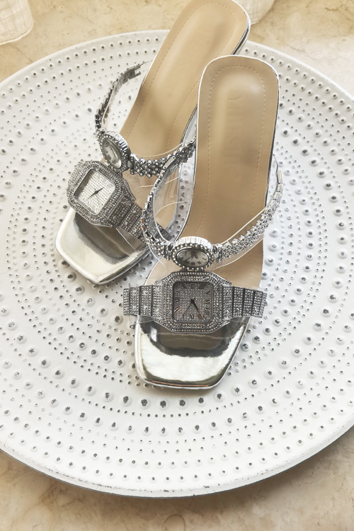 Luxury Watch & Jewellery - Sepatu hak tinggi kristal desain asli,