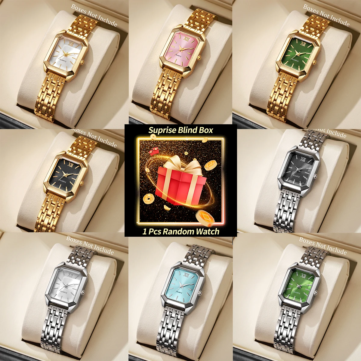 Luxury Watch Square - Jam Tangan Wanita Model Kotak Kejutan,