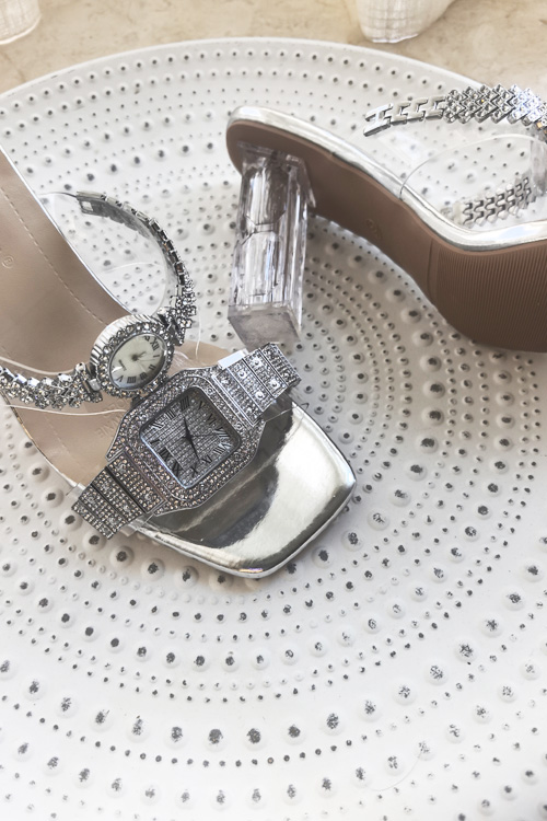 Sepatu hak tinggi kristal desa - Luxury Watch & Jewellery ulasan dan harga