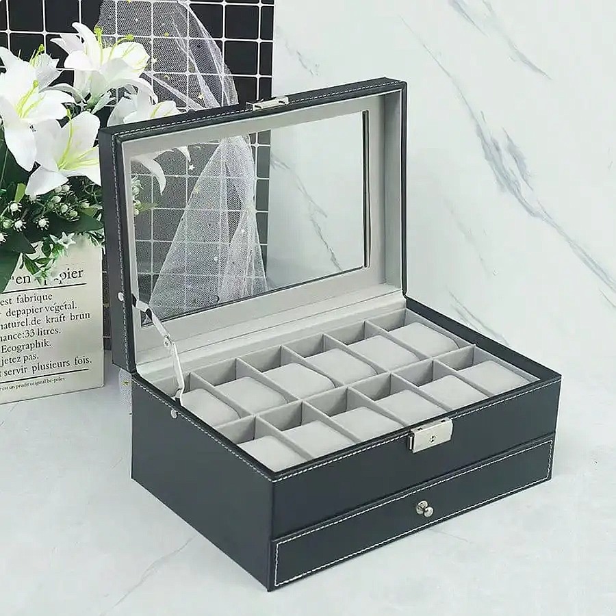 Kotak Jam Tangan 12 Slot denga - Luxury Watch Organizer ulasan dan harga
